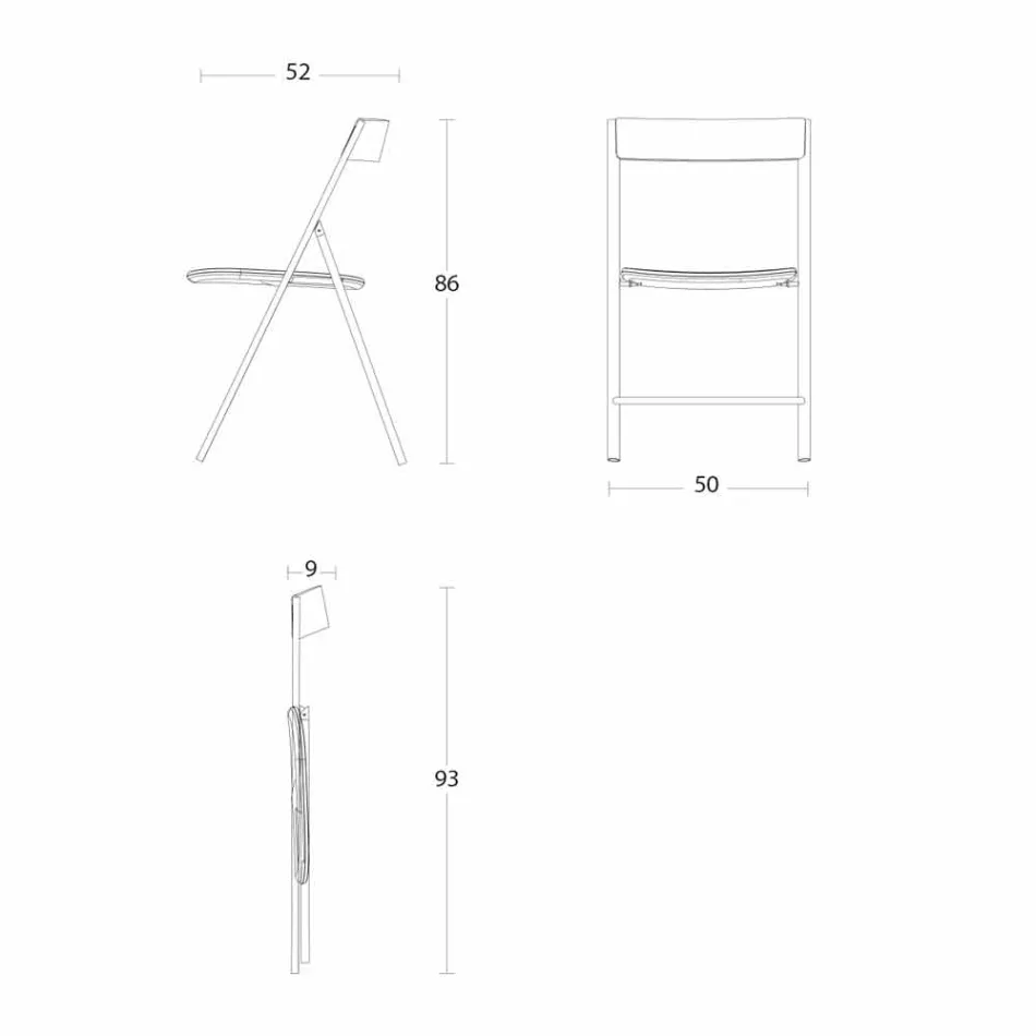 Klappstuhl aus Metall und Eichenholz 2 Stück Made in Italy - Roberta Viadurini
