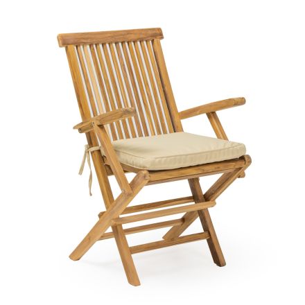 Outdoor-Klappstuhl aus Teakholz mit Armlehnen – Yggdrasil Viadurini
