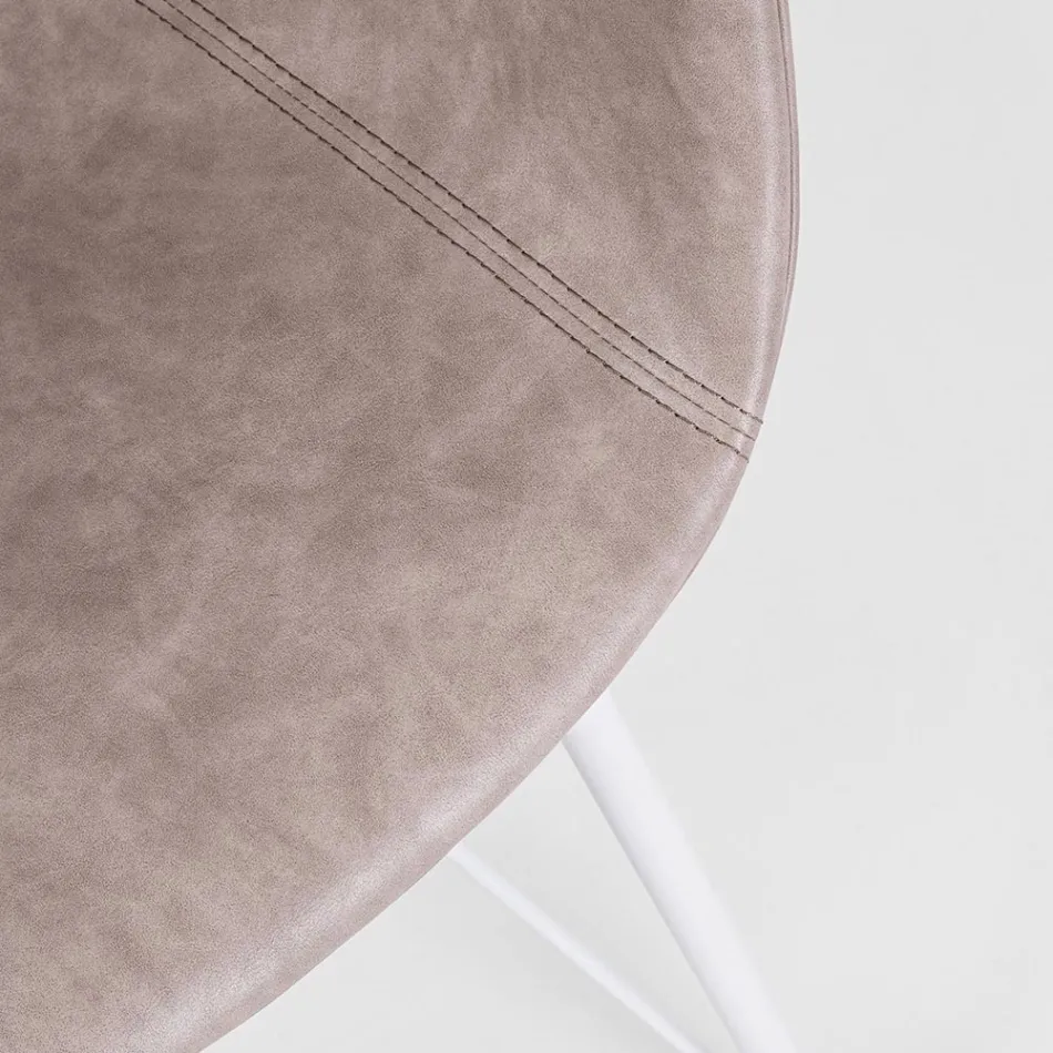 Stuhl-Sessel aus weißem oder schwarzem Stahl und Vintage-Ecoleder - Gongo Viadurini