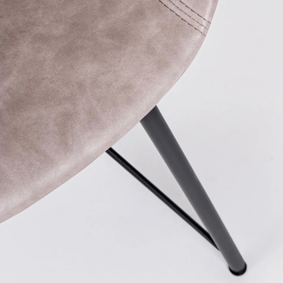 Stuhl-Sessel aus weißem oder schwarzem Stahl und Vintage-Ecoleder - Gongo Viadurini