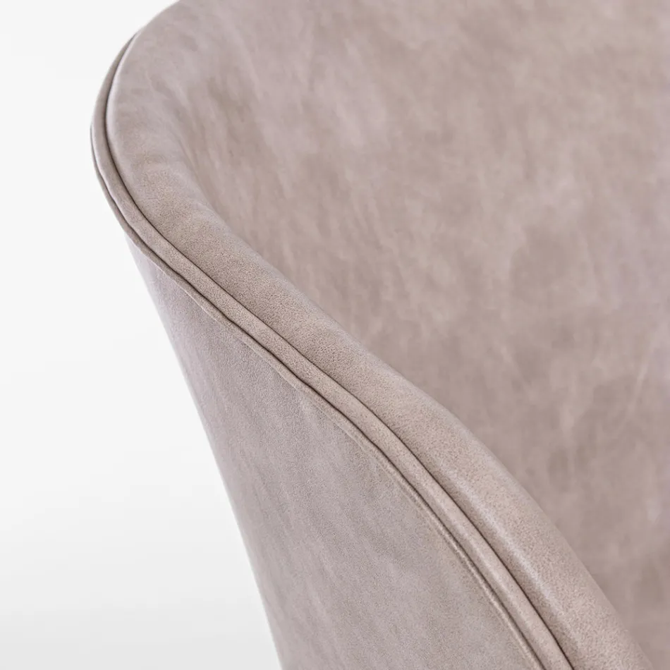 Stuhl-Sessel aus weißem oder schwarzem Stahl und Vintage-Ecoleder - Gongo Viadurini