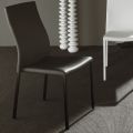 Moderner Esszimmerstuhl aus lackiertem Metall und Kunstledersitz, 4 Stück - Alba