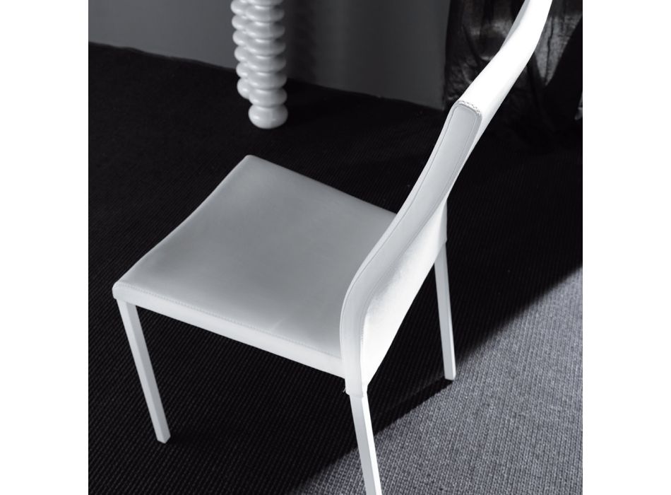 Moderner Esszimmerstuhl aus lackiertem Metall und Kunstledersitz, 4 Stück - Alba Viadurini