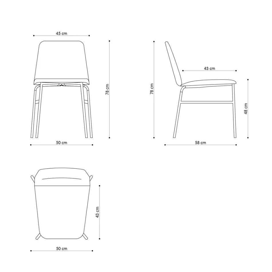 Feiner Stoffstuhl mit Metallgestell, hergestellt in Italien, 2 Stück – Molde Viadurini
