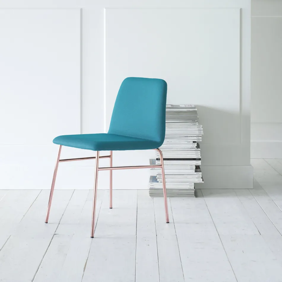 Feiner Stoffstuhl mit Metallgestell, hergestellt in Italien, 2 Stück – Molde Viadurini