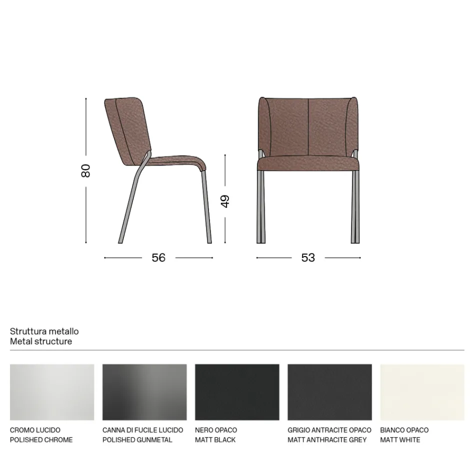 Esszimmerstuhl mit Sitz aus Leder Made in Italy - Giulia Viadurini