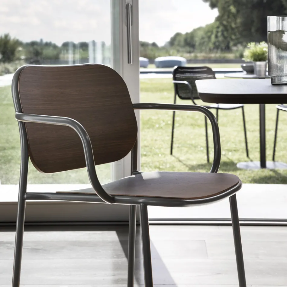 Esszimmerstuhl aus Holz und Metall Made in Italy 2 Stück - Saffia Viadurini