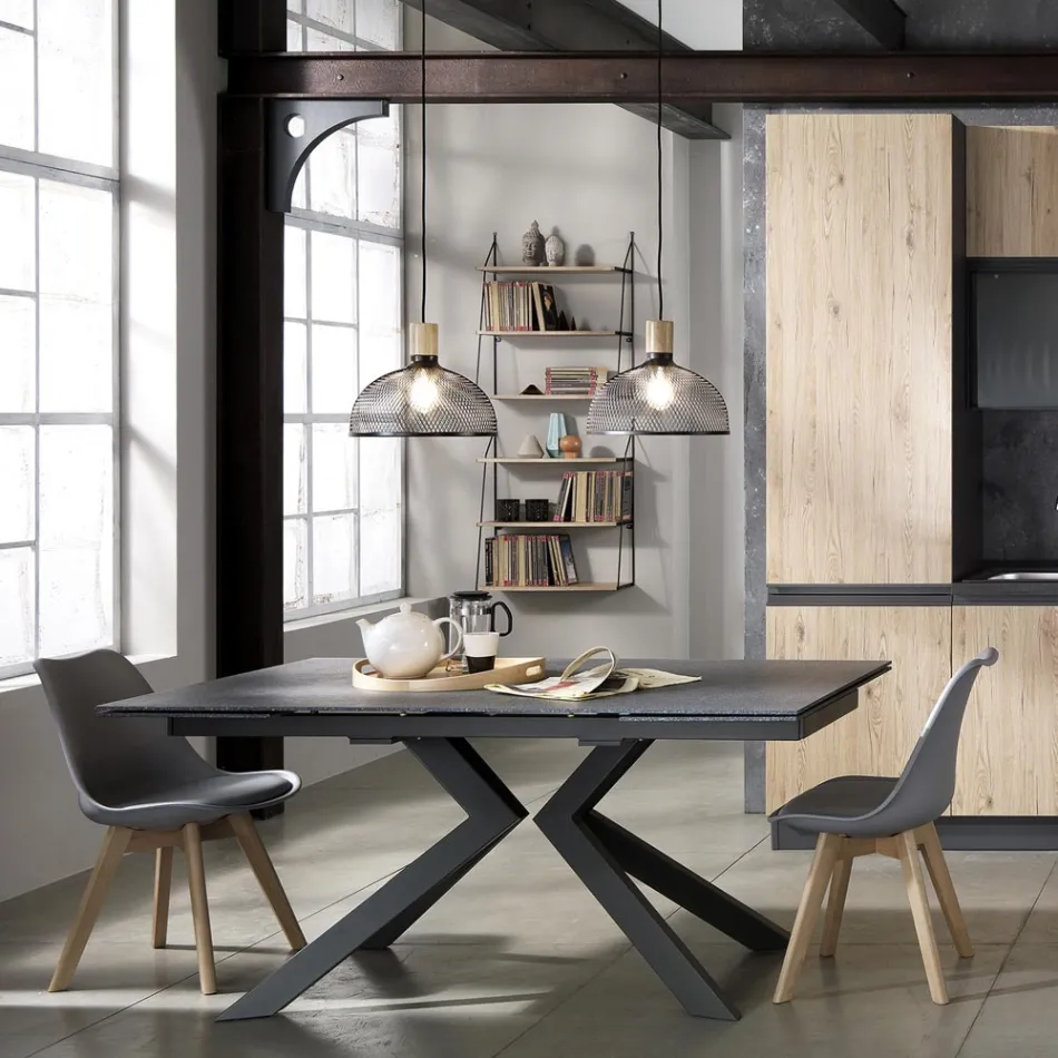 Esszimmerstuhl aus Polypropylen und Kunstleder 4 Stück - Chira Viadurini