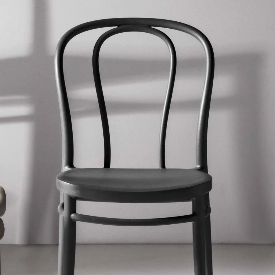 Esszimmerstuhl aus Polypropylen Stapelbar Bis zu 10 Einheiten, 4 Stück - Gaya Viadurini