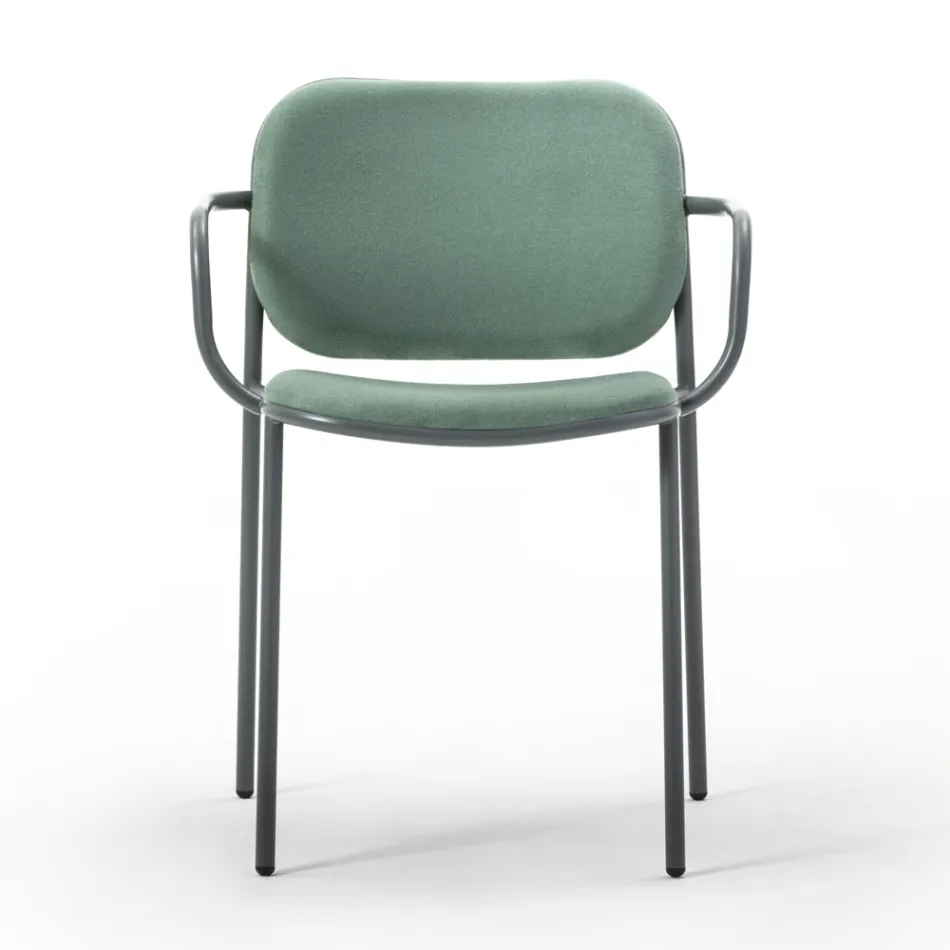 Esszimmerstuhl aus Stoff und Metall Made in Italy 2 Stück - Sangria Viadurini