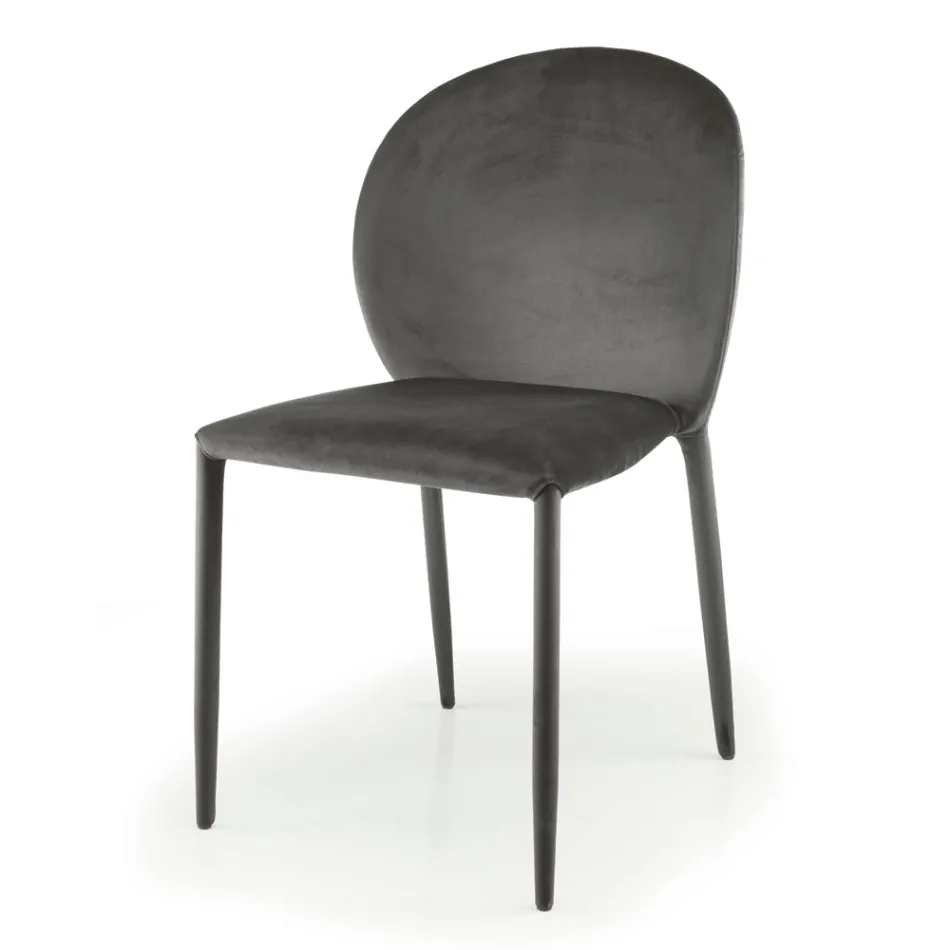 Esszimmerstuhl mit Samtbezug, hergestellt in Italien, 4 Stück – Victory Viadurini