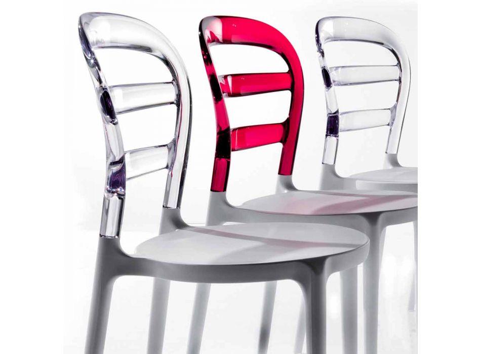 Stuhl Modica mit Rückenlehne aus Polycarbonat und weißer Struktur Viadurini
