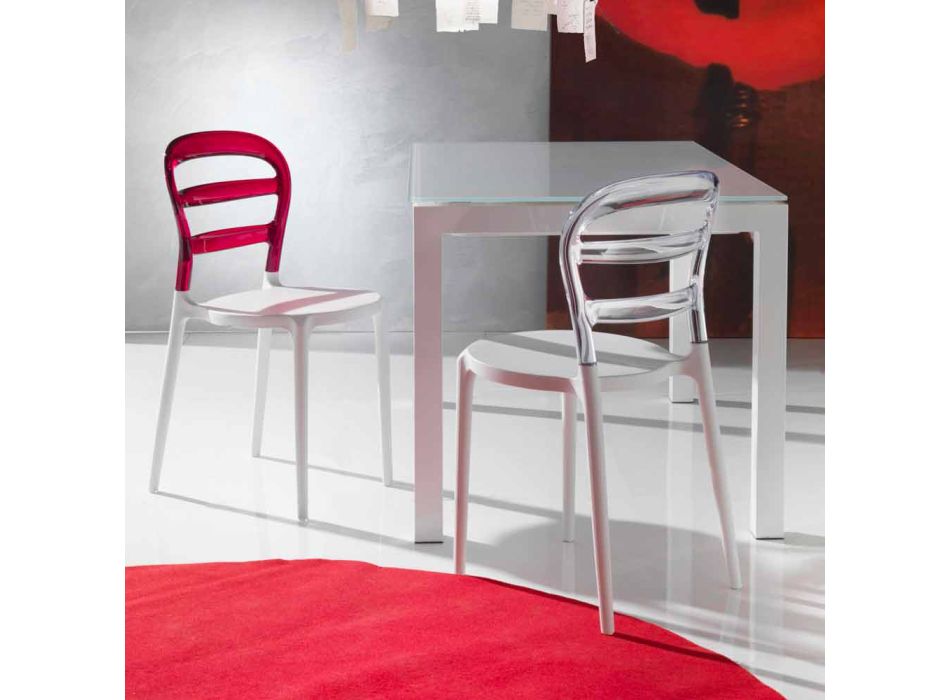Stuhl mit Rückenlehne aus Polycarbonat und weißer Struktur Modica Viadurini