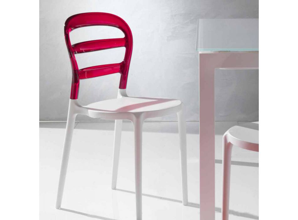 Stuhl Modica mit Rückenlehne aus Polycarbonat und weißer Struktur Viadurini