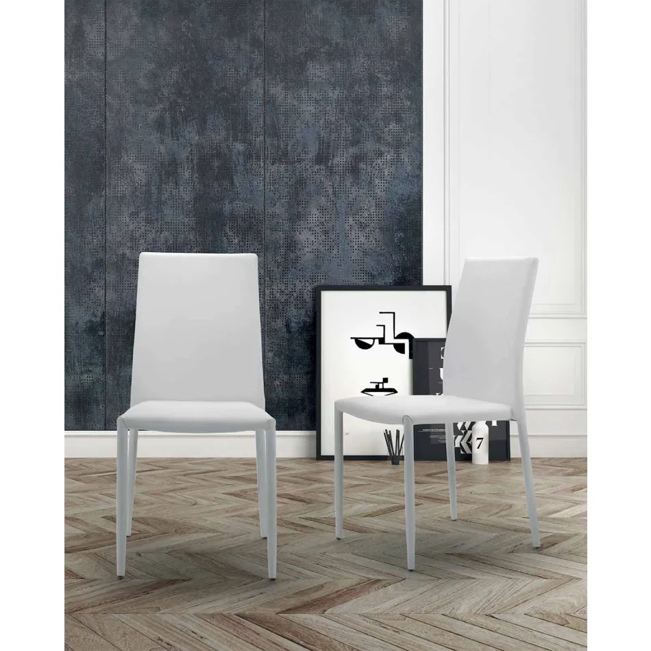 Stapelbarer Wohnzimmerstuhl, gepolstert und gepolstert mit Öko-Leder – Monamour Viadurini