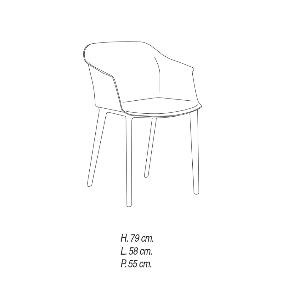 Wohnzimmerstuhl aus farbigem Polypropylen Made in Italy, 4 Stück - Marbella Viadurini