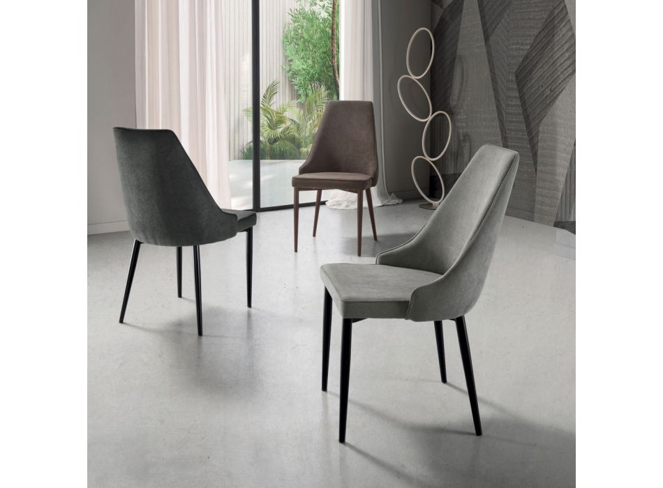 Wohnzimmerstuhl aus Stoff mit geformtem und gepolstertem Sitz 4 Stück - Isaak Viadurini
