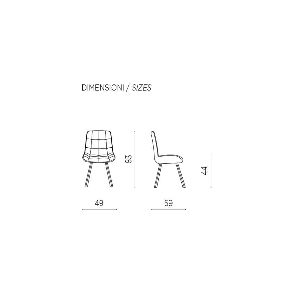 Wohnzimmerstuhl aus Stoff gepolstert mit Karomuster 4 Stück - Raggia Viadurini