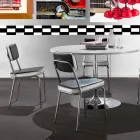 Stuhl im Stil der 50er Jahre aus Kunstleder mit Graffiti und weißer Unica-Bordüre Viadurini