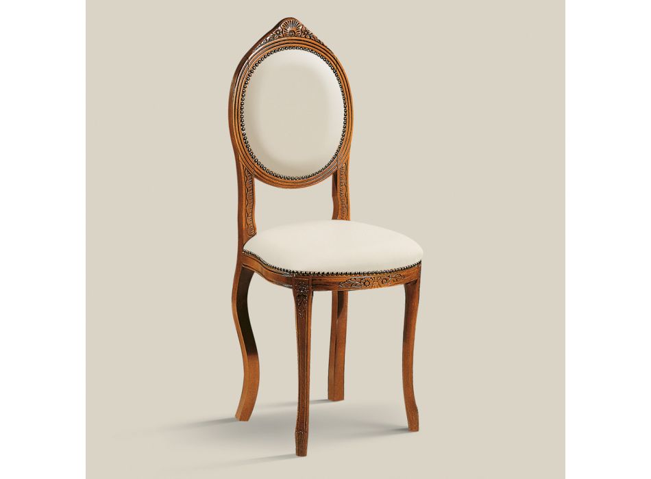 Stuhl im klassischen Stil aus gepolstertem Walnussholz Made in Italy - Elegant Viadurini
