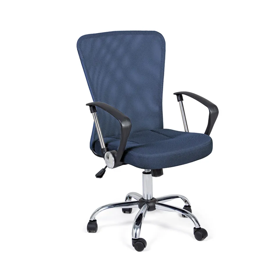 Bürostuhl mit Armlehnen aus Stahl und farbigem Polyester - Barberina Viadurini