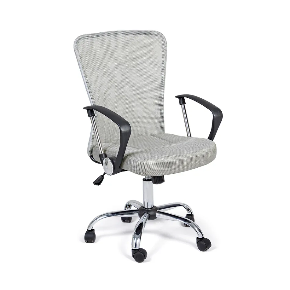 Bürostuhl mit Armlehnen aus Stahl und farbigem Polyester - Barberina Viadurini