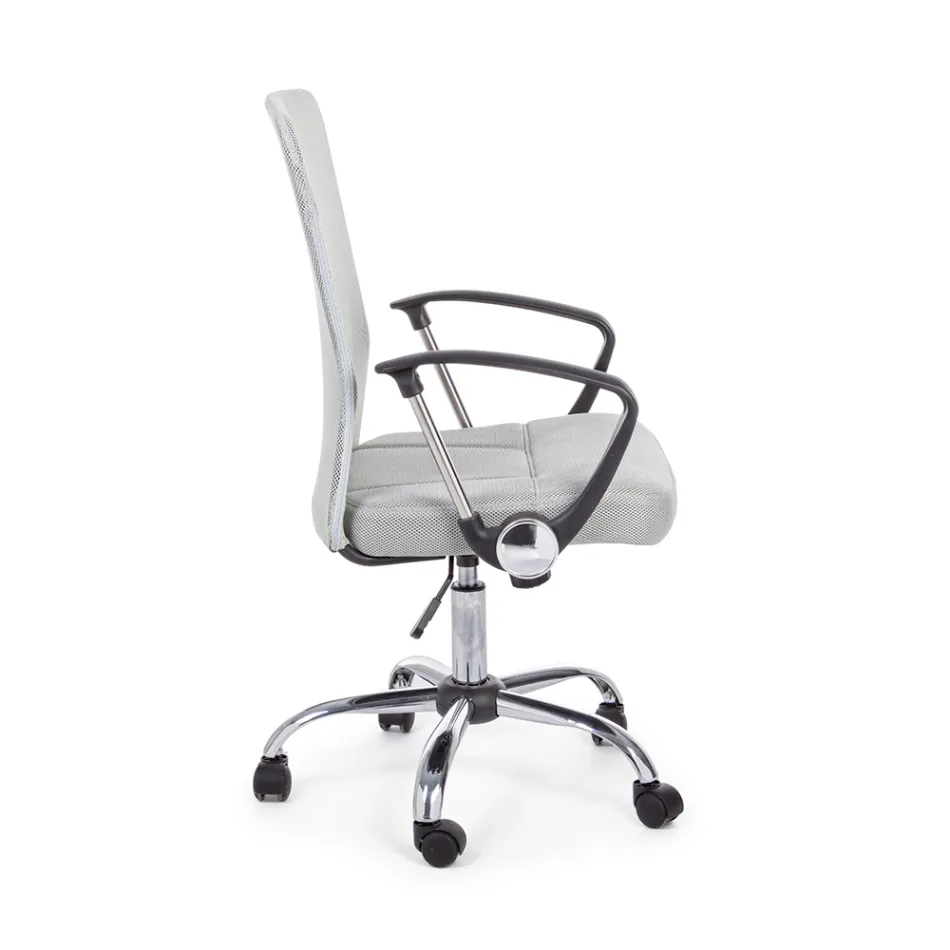 Bürostuhl mit Armlehnen aus Stahl und farbigem Polyester - Barberina Viadurini