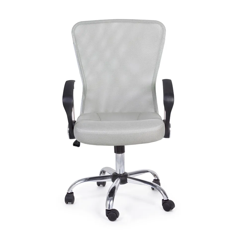 Bürostuhl mit Armlehnen aus Stahl und farbigem Polyester - Barberina Viadurini