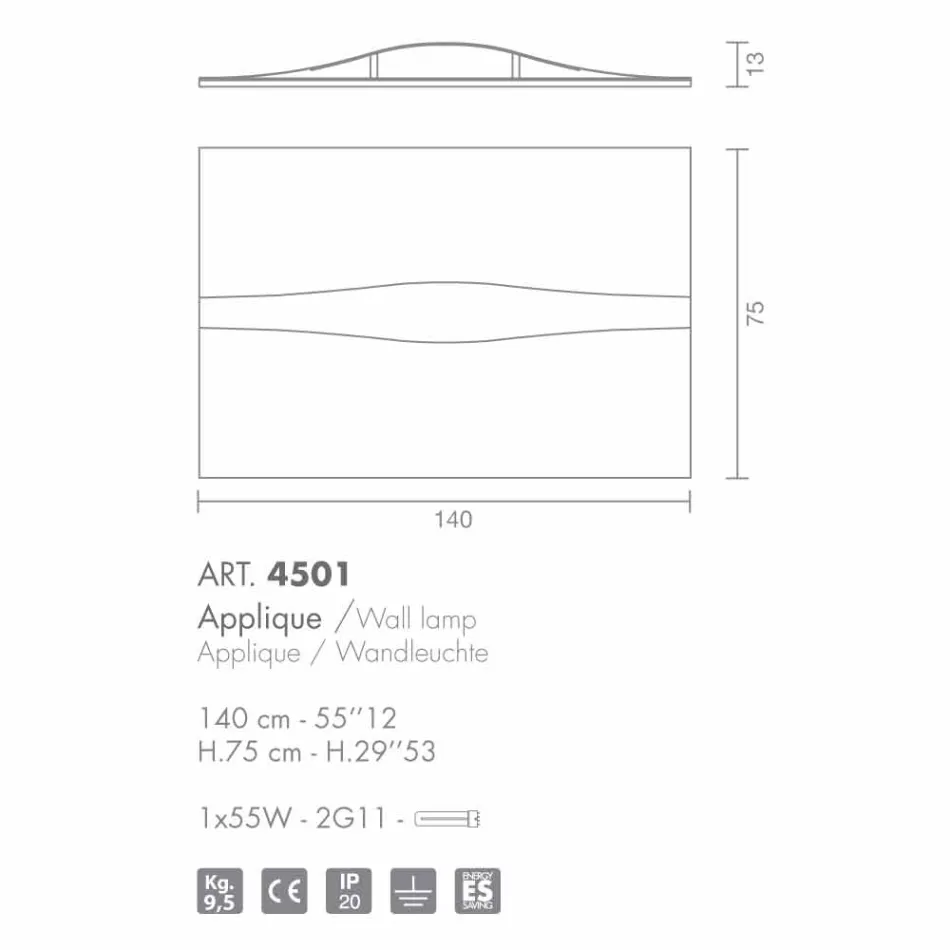Selene Art &amp; Light Applikation mit texturierten Panels 140xH75 cm Viadurini