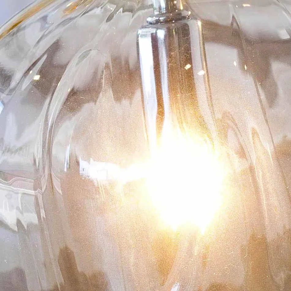 Selene Bossa Nova Tischlampe Ø15 H 21 cm aus geblasenem Braunglas Viadurini