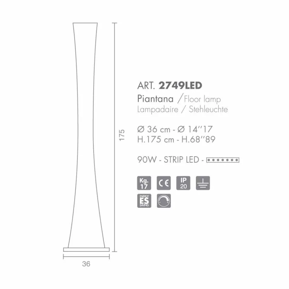 Selene Sanduhr mundgeblasene Glas Stehleuchte Ø36 H175cm Viadurini