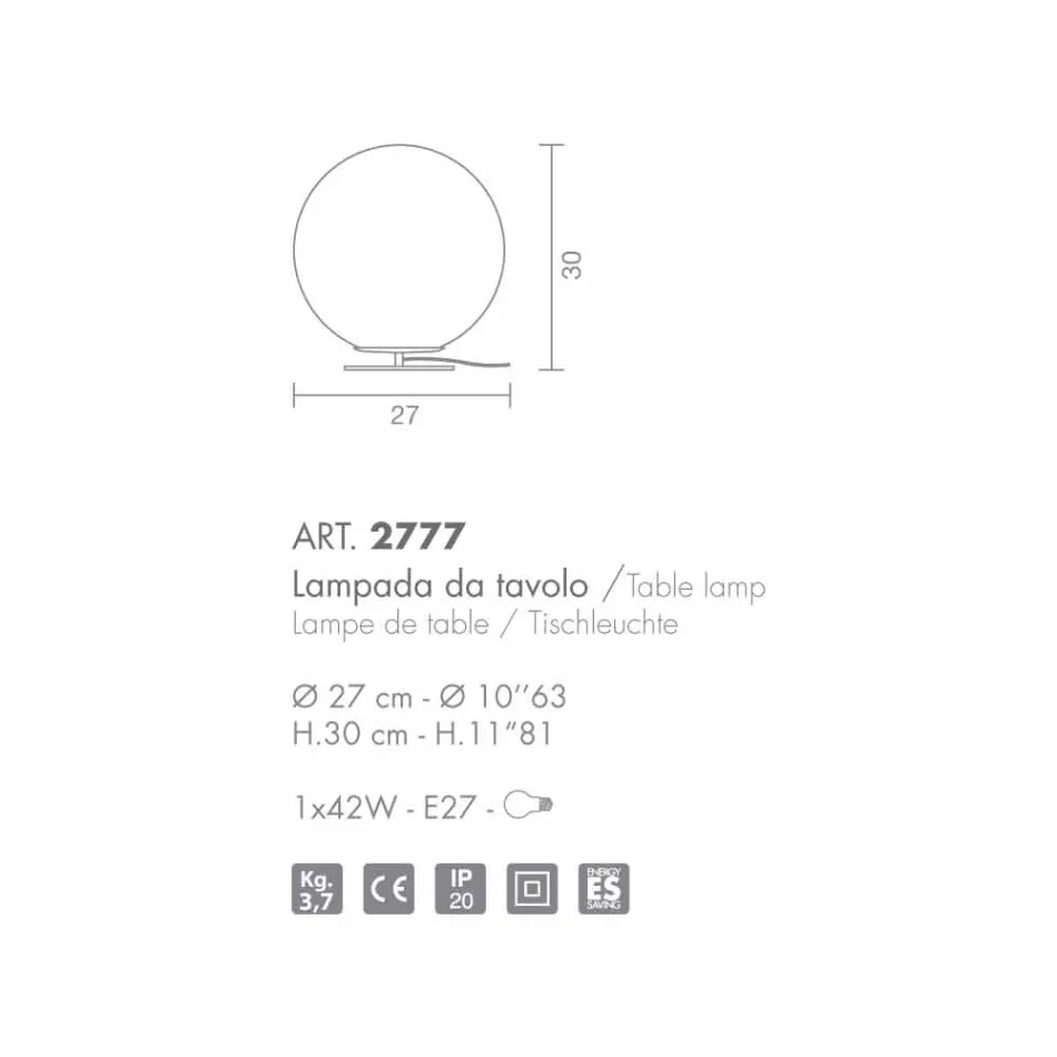 Selene Domino weiß geblasenem Glas Tischlampe Ø27 H 30cm Viadurini