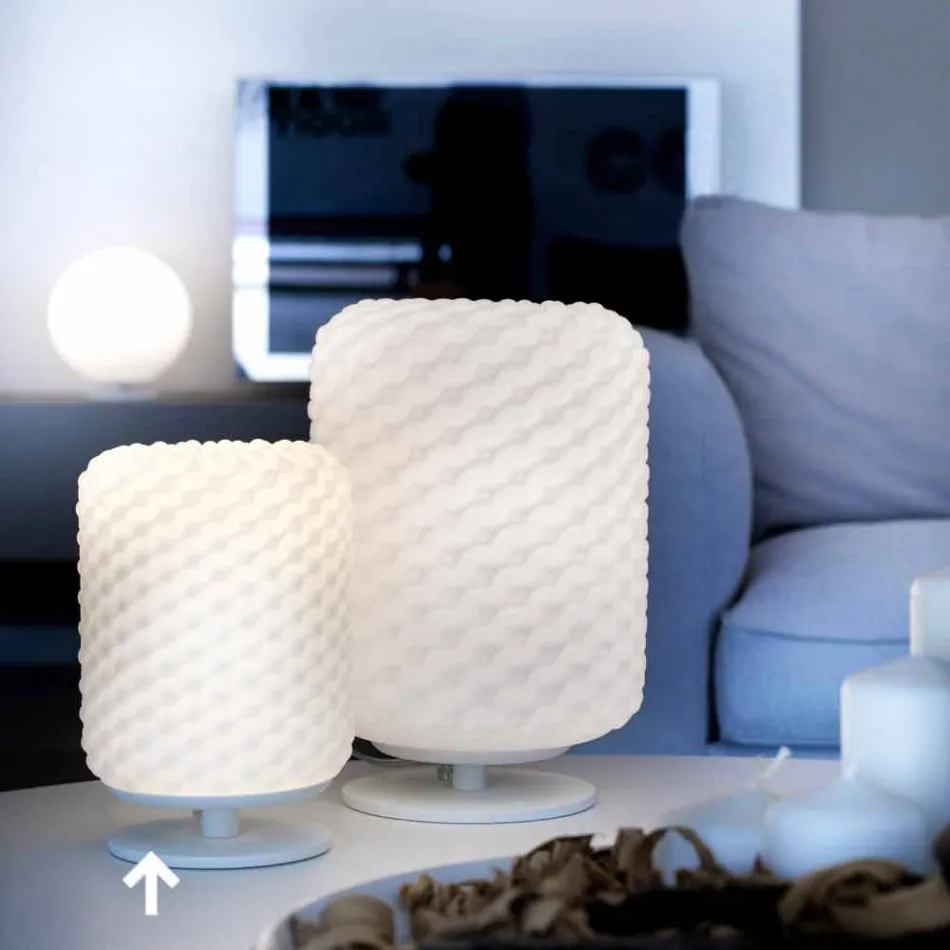 Selene Domino Tischleuchte Ø15 H22cm, mundgeblasenes Glas Viadurini