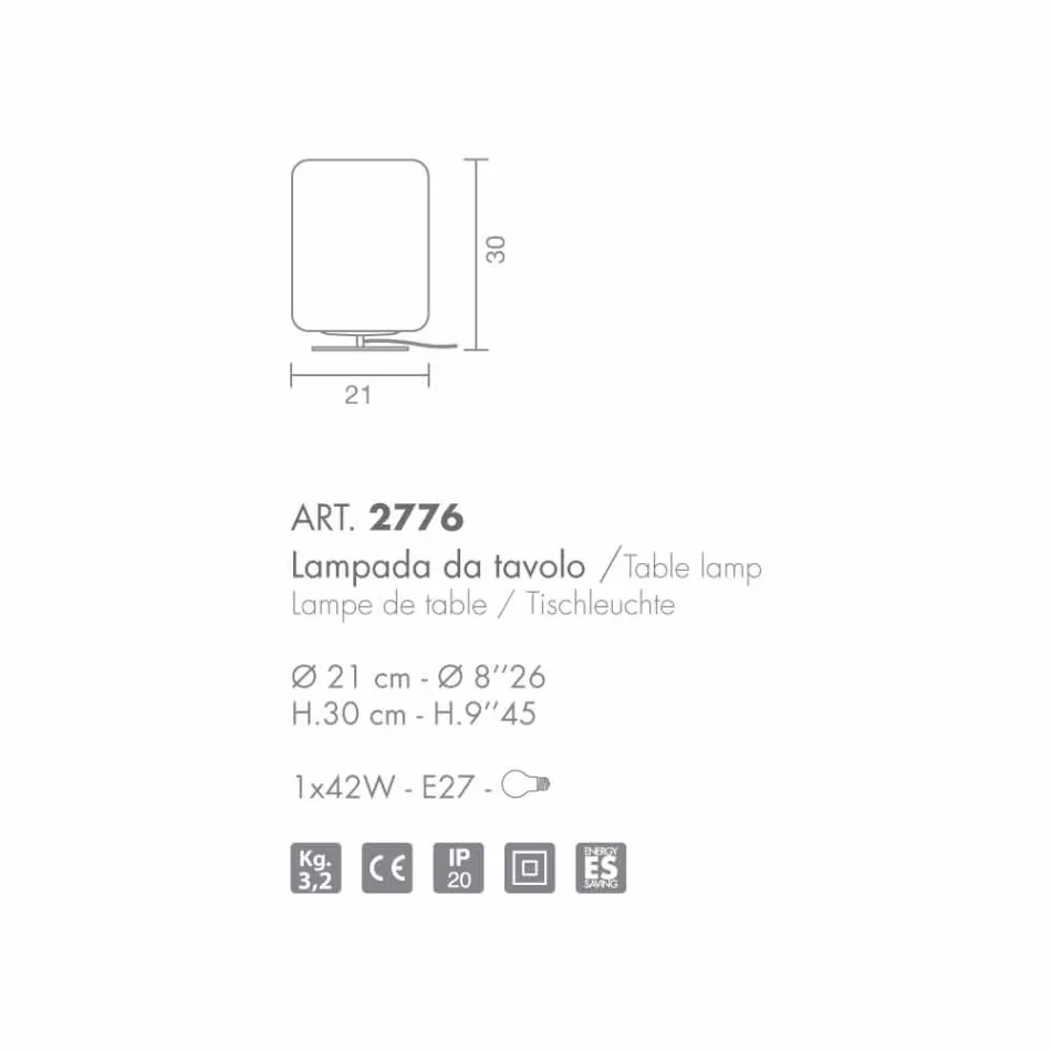 Selene Domino Tischlampe Ø21 H30cm, mundgeblasenes Glas made in Italy Viadurini