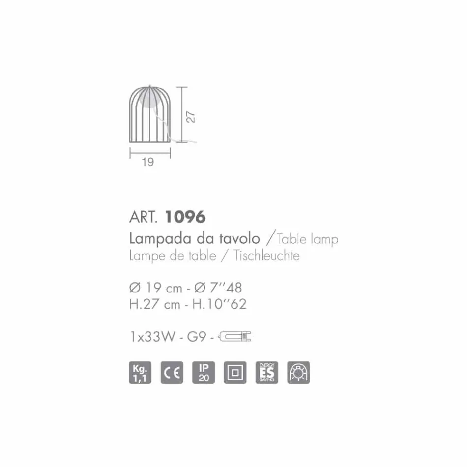 Selene Kluvì geblasene Glas- und Metalllampe Ø19 H 27cm Viadurini