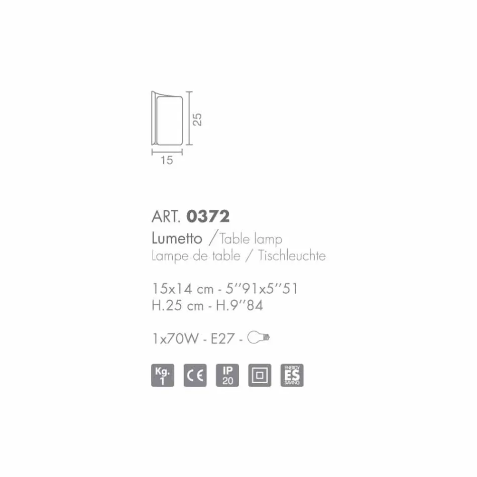 Selene Papiro Kristall Tischlampe aus Italien 15x14xH25cm Viadurini