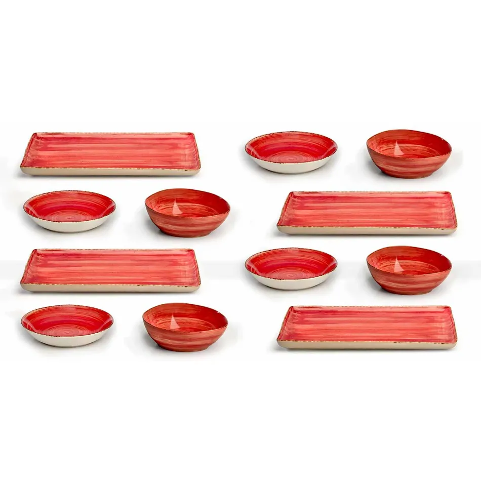 Service 12 Rechteckige und runde Farbtafeln Modernes Design in Steinzeug - Simba Viadurini