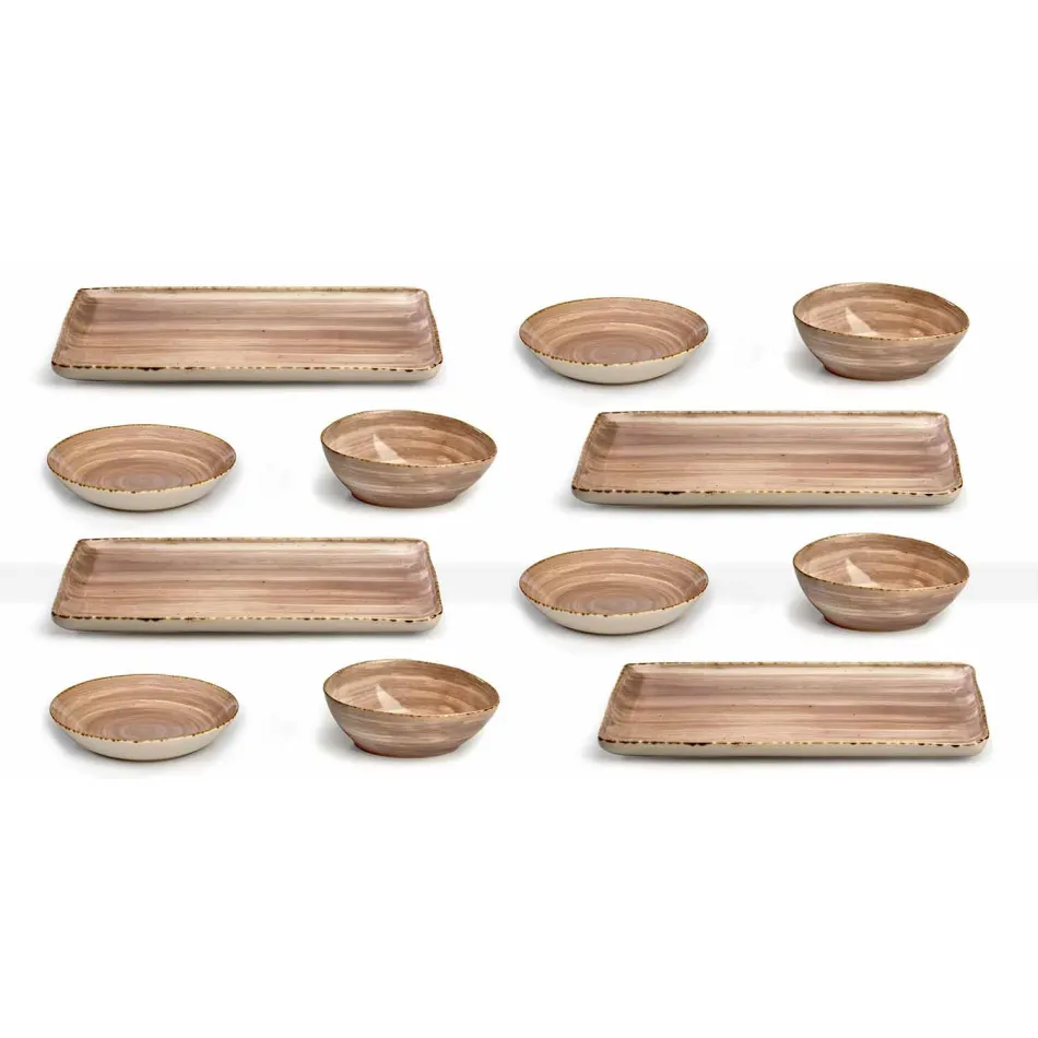 Service 12 Rechteckige und runde Farbtafeln Modernes Design in Steinzeug - Simba Viadurini