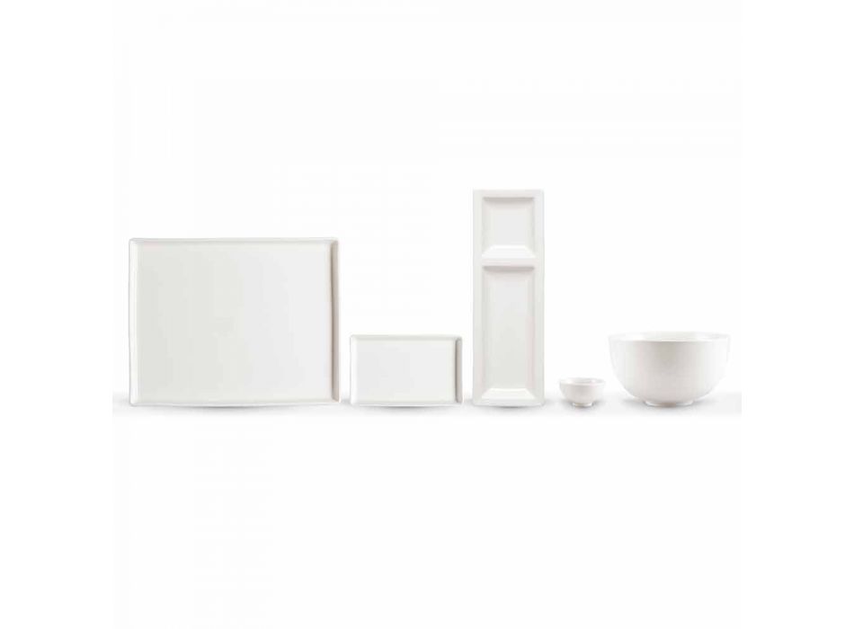 Set mit 20 Schalen aus weißem Porzellan mit modernem rechteckigem Design - Laos Viadurini
