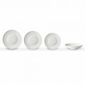 Set mit 24 weißen Porzellantellern im klassischen Design - Romilda