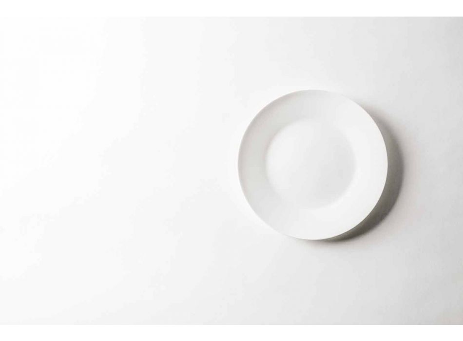 Set mit 24 weißen Porzellantellern im klassischen Design - Romilda Viadurini