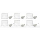 Aperitif Service 12 Stück moderne weiße Porzellan-Design-Platten - Nalah Viadurini