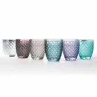 Farbige und dekorierte Wassergläser Service 12 Stück Glas - Raute Viadurini