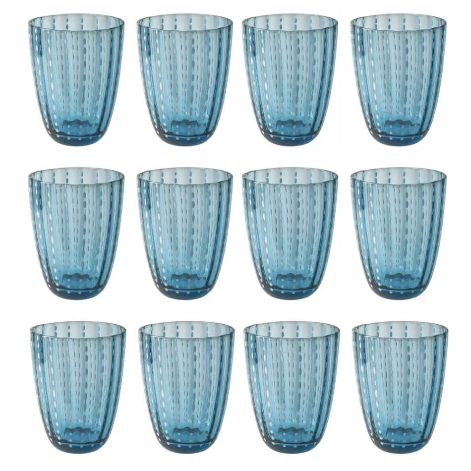 Farbiges Glas Wassergläser Service mit Polka Dots 12 Stück - Botswana Viadurini