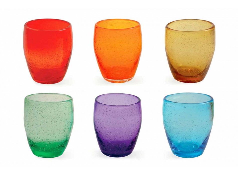Wasserglas Service in farbigem und modernem Glas 6 Stück - Guerrero Viadurini