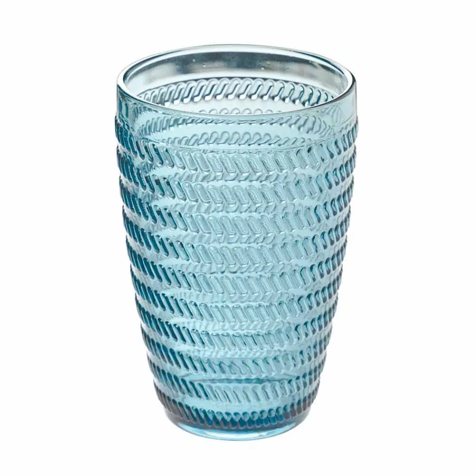 Modernes Glas-Trinkgeschirr Set aus verziertem Glas 12 Stück - Mix Viadurini