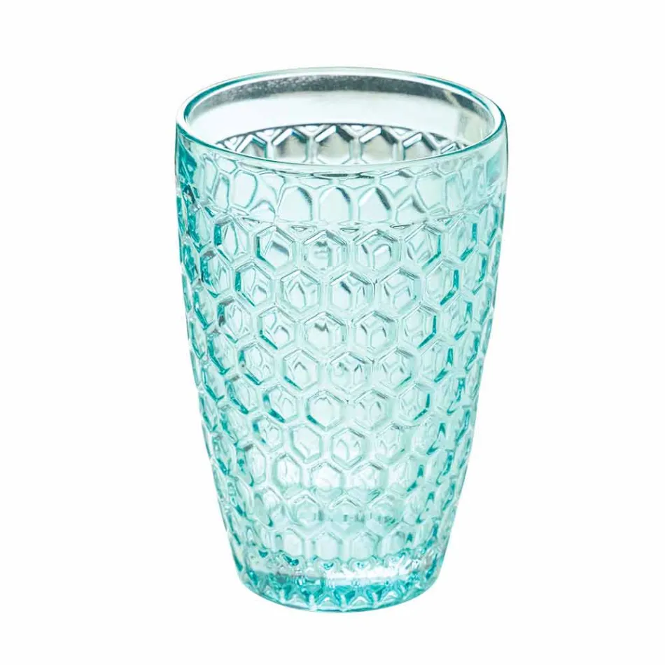 Modernes Glas-Trinkgeschirr Set aus verziertem Glas 12 Stück - Mix Viadurini