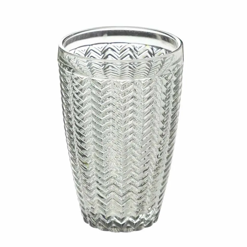 Modernes Glas-Trinkgeschirr Set aus verziertem Glas 12 Stück - Mix Viadurini