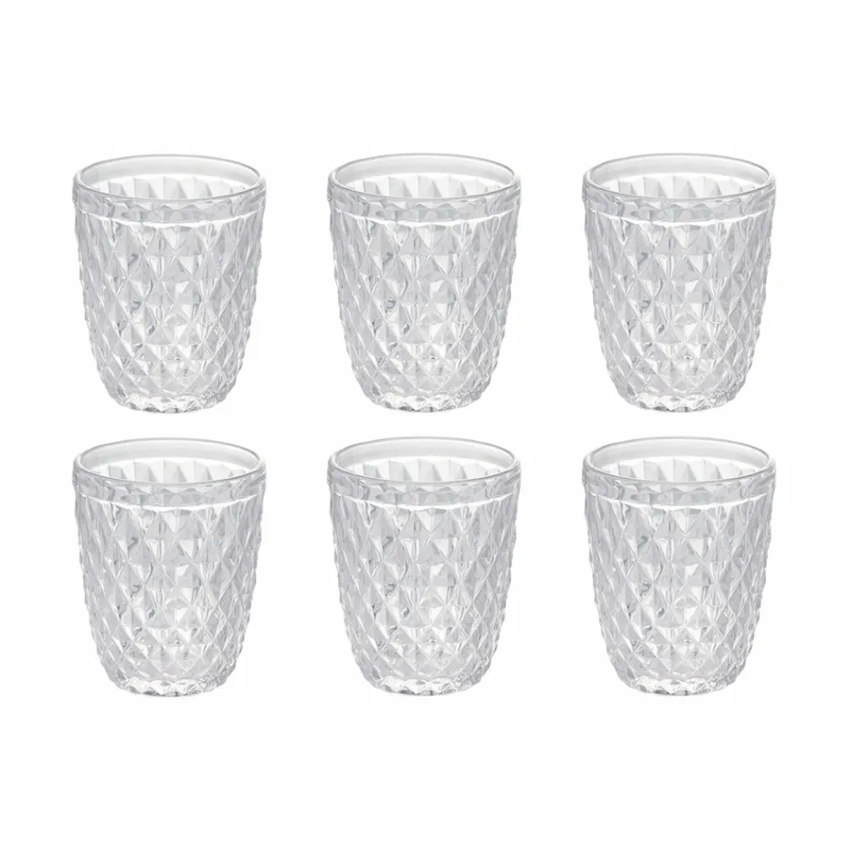 Glasset aus farbigem und geschnitztem Glas Wasser 12-teilig - Brillo Viadurini