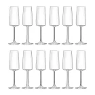 Italienisches Minimal Eco Crystal Flöte Kelch Set 12 Stück - Primordio Viadurini